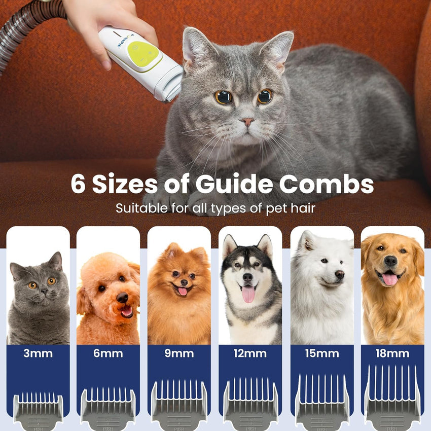 Professional Pet Grooming Vacuum Kit. Dogs & Cats. Direct Handheld Control. 7 Grooming Tools. 6 Suction Levels. Large 2.2L Dust Bin. UL. HEPA Filter