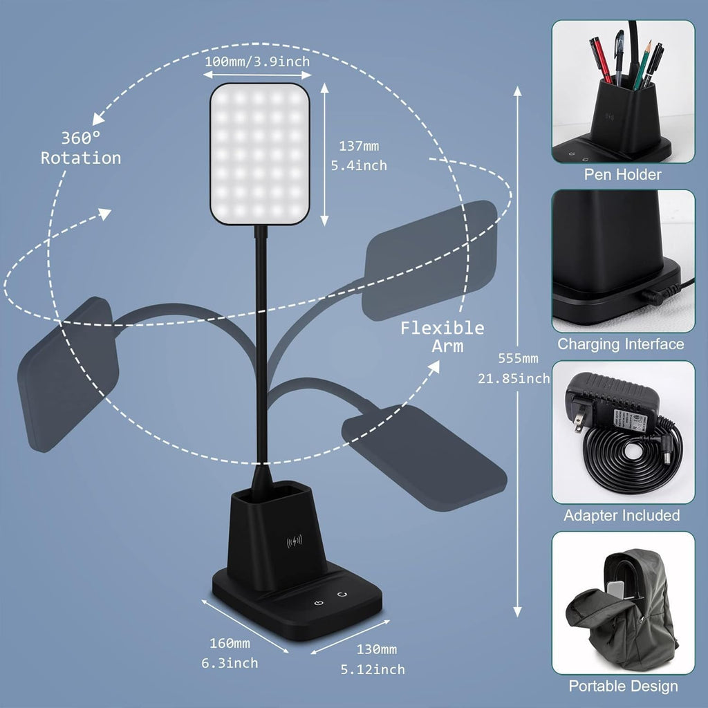 Wireless Charger Small Desk Lamp with Pen Holder