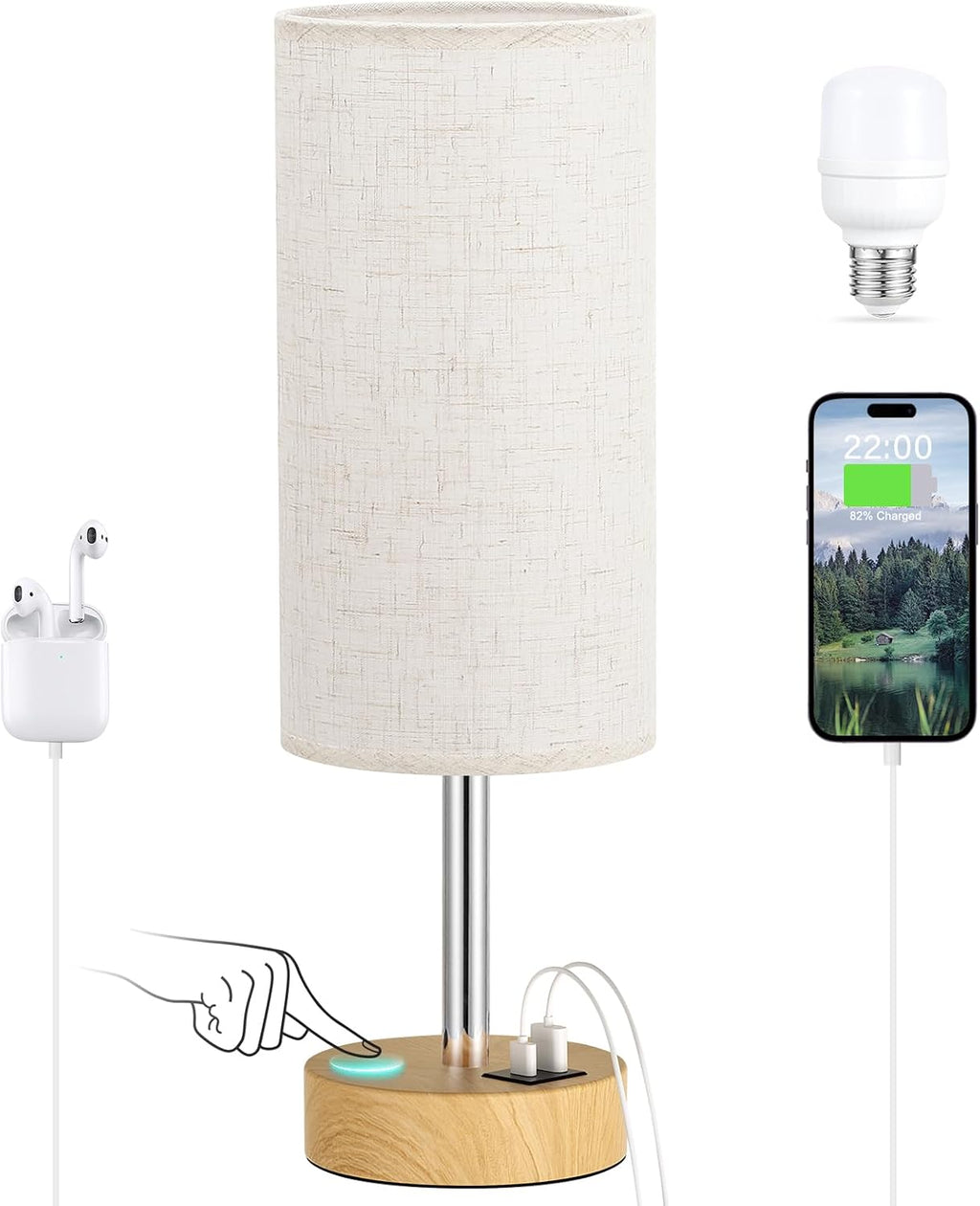 Bedside Table Lamp with USB