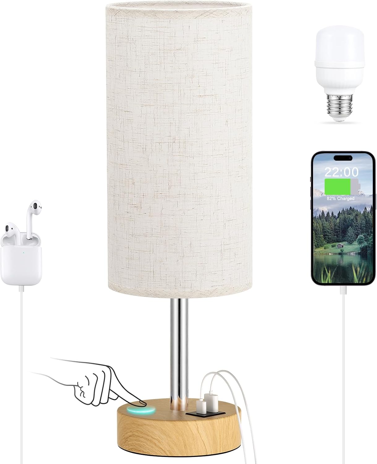 Bedside Table Lamp with USB