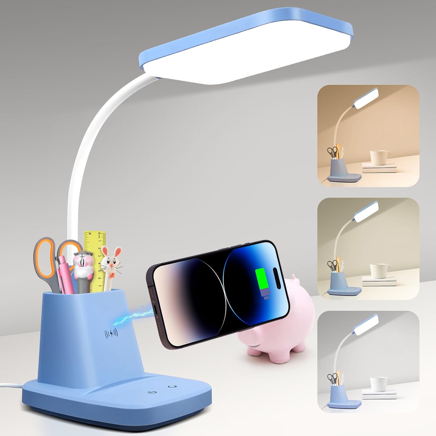 Wireless Charger Small Desk Lamp with Pen Holder