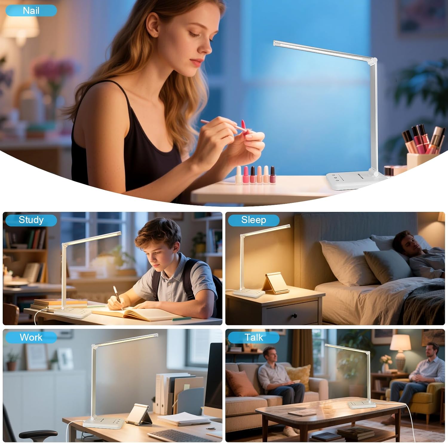 White LED Desk Lamp Dimmable Table Lamp