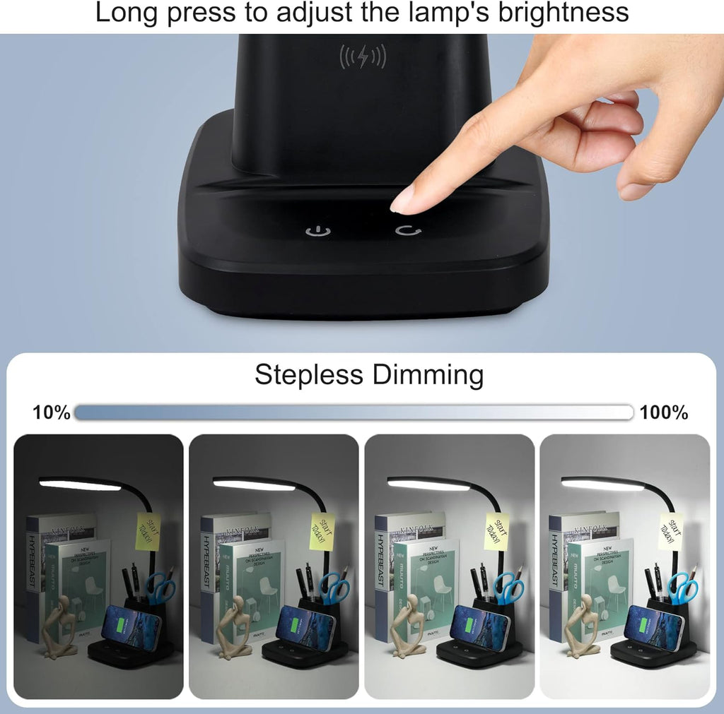 Wireless Charger Small Desk Lamp with Pen Holder
