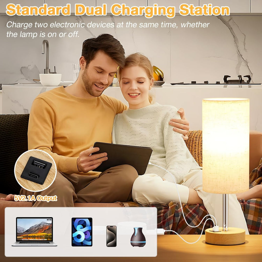Bedside Table Lamp with USB