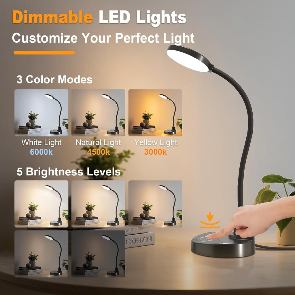 15W LED Desk Lamp with USB Charging Port