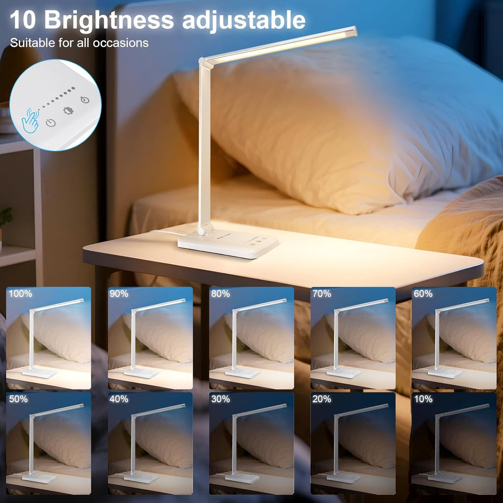 White LED Desk Lamp Dimmable Table Lamp