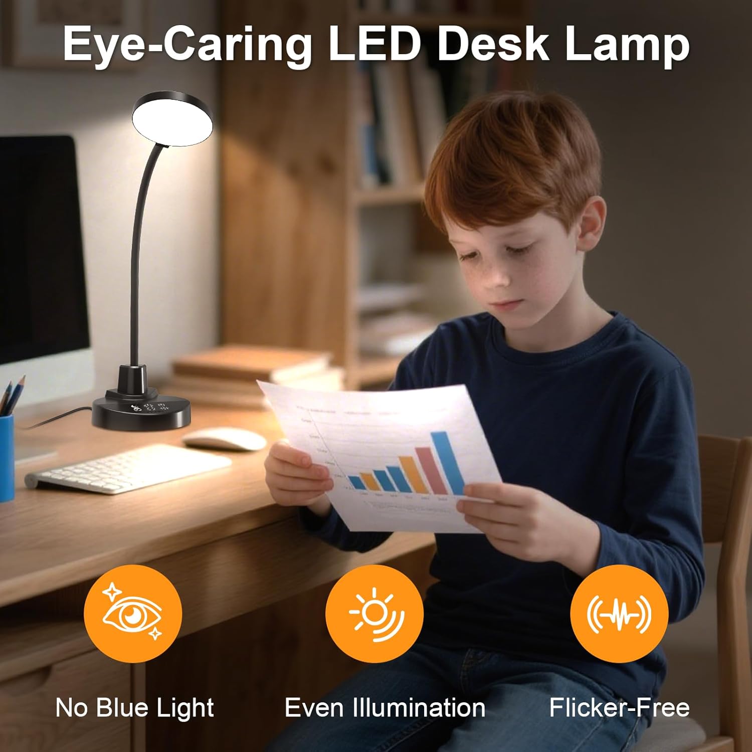 15W LED Desk Lamp with USB Charging Port