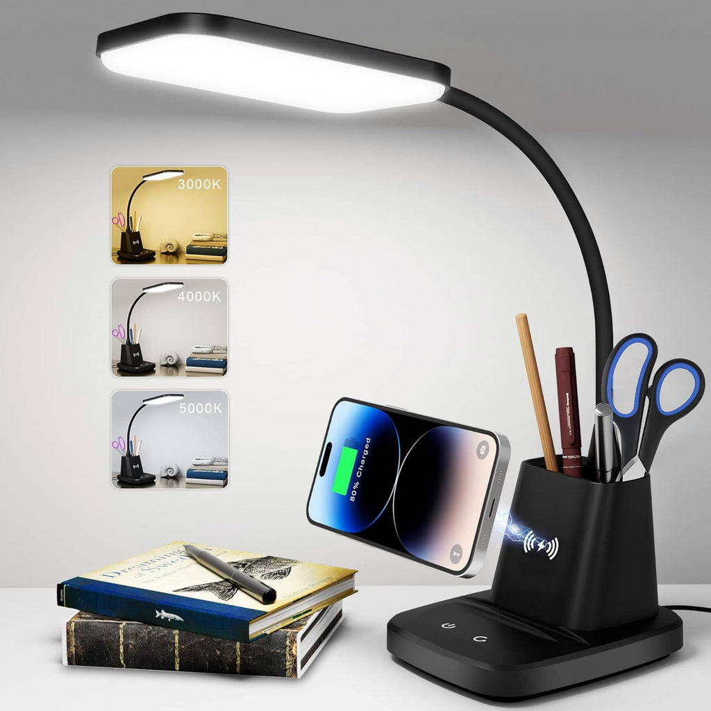 Wireless Charger Small Desk Lamp with Pen Holder