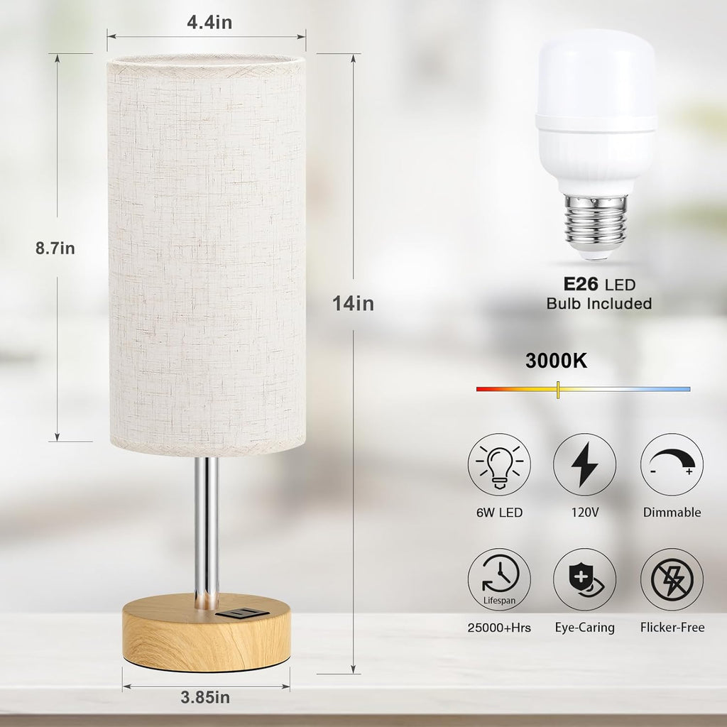Bedside Table Lamp with USB