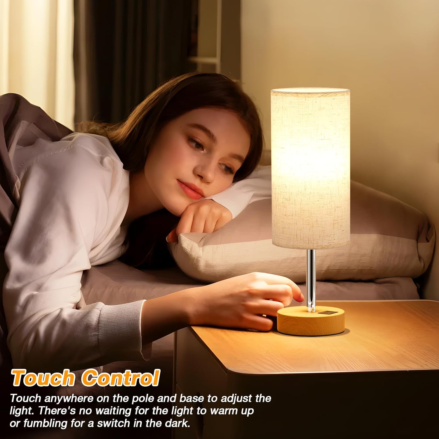 Bedside Table Lamp with USB