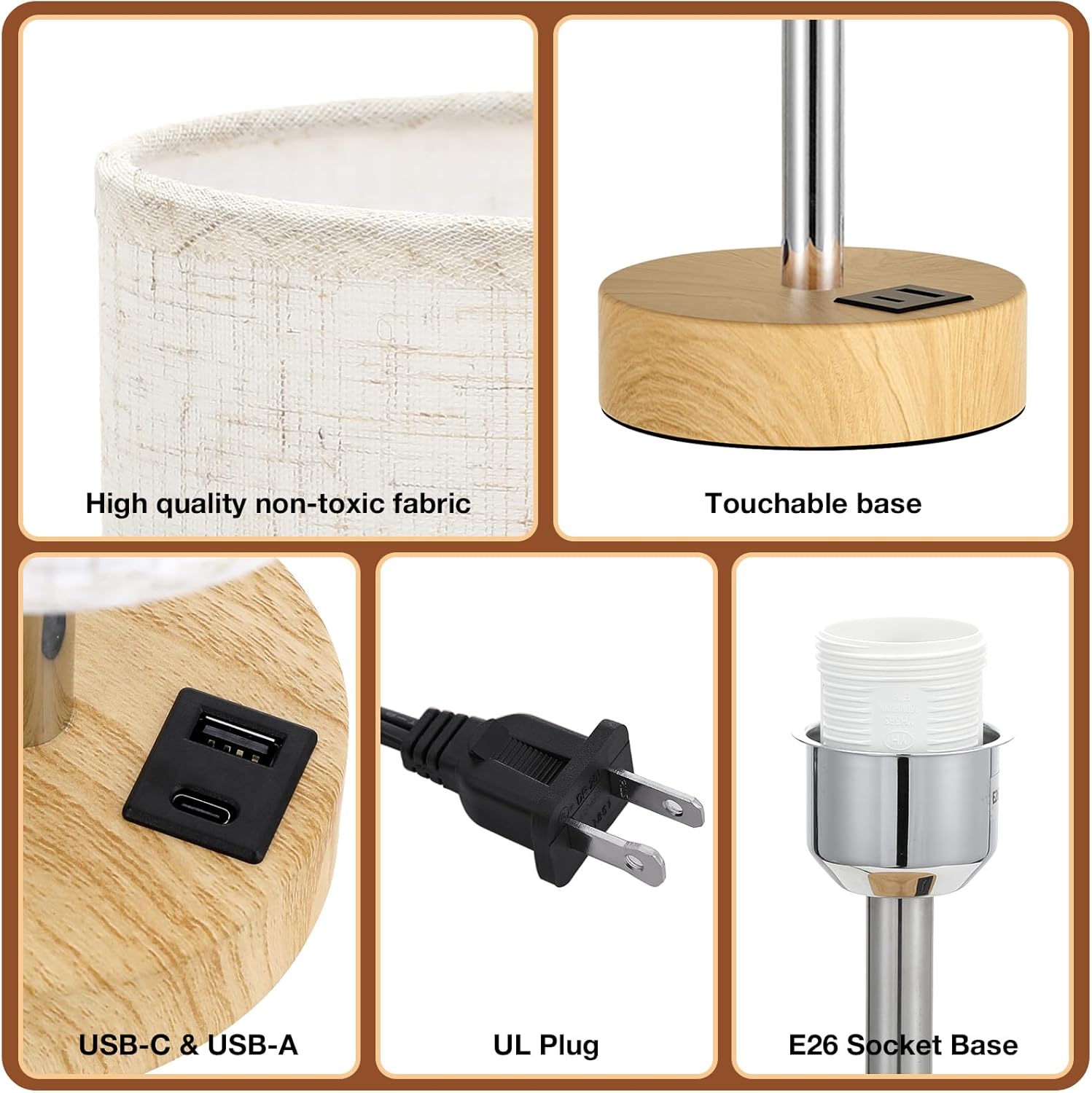 Bedside Table Lamp with USB