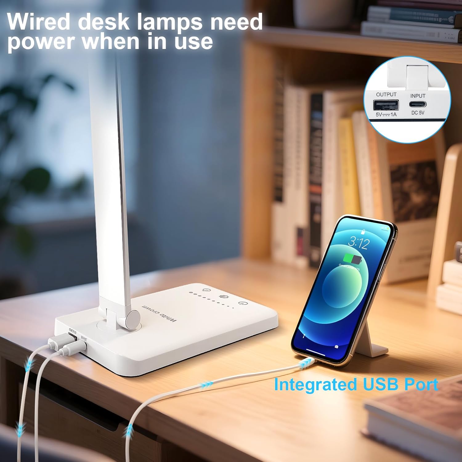 White LED Desk Lamp Dimmable Table Lamp