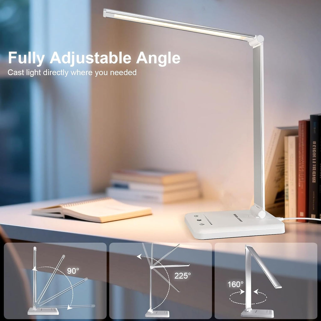 White LED Desk Lamp Dimmable Table Lamp