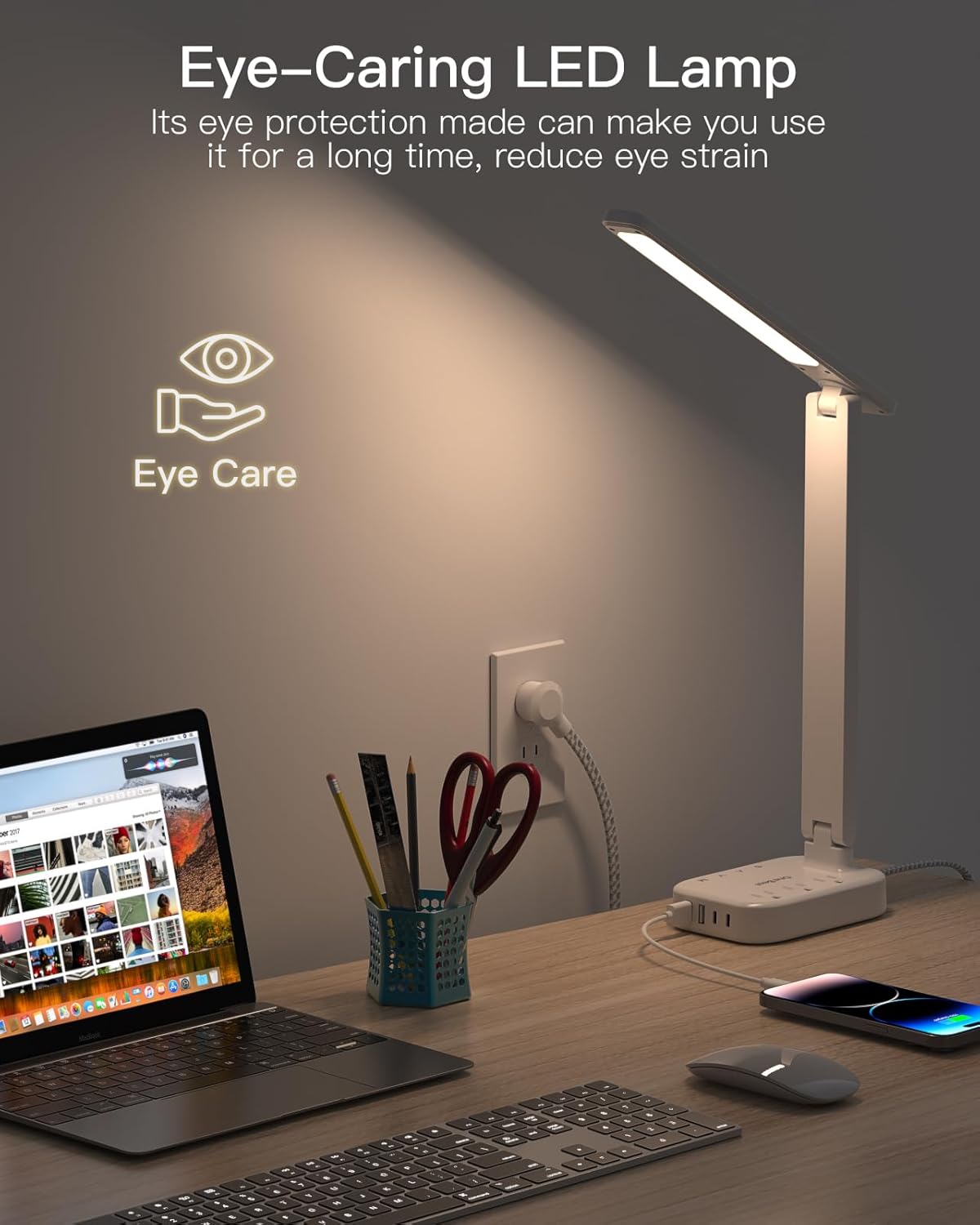 One Beat Small LED Desk Lamp Power Strip