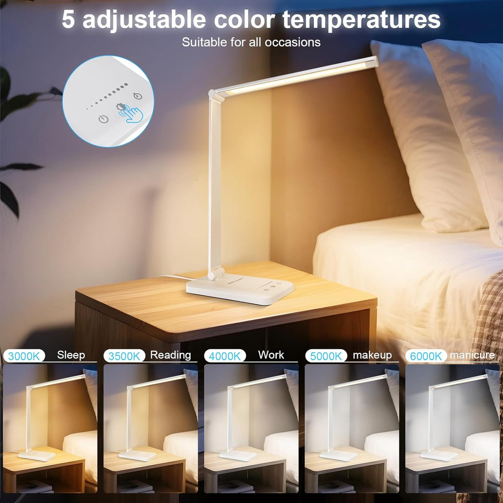 White LED Desk Lamp Dimmable Table Lamp