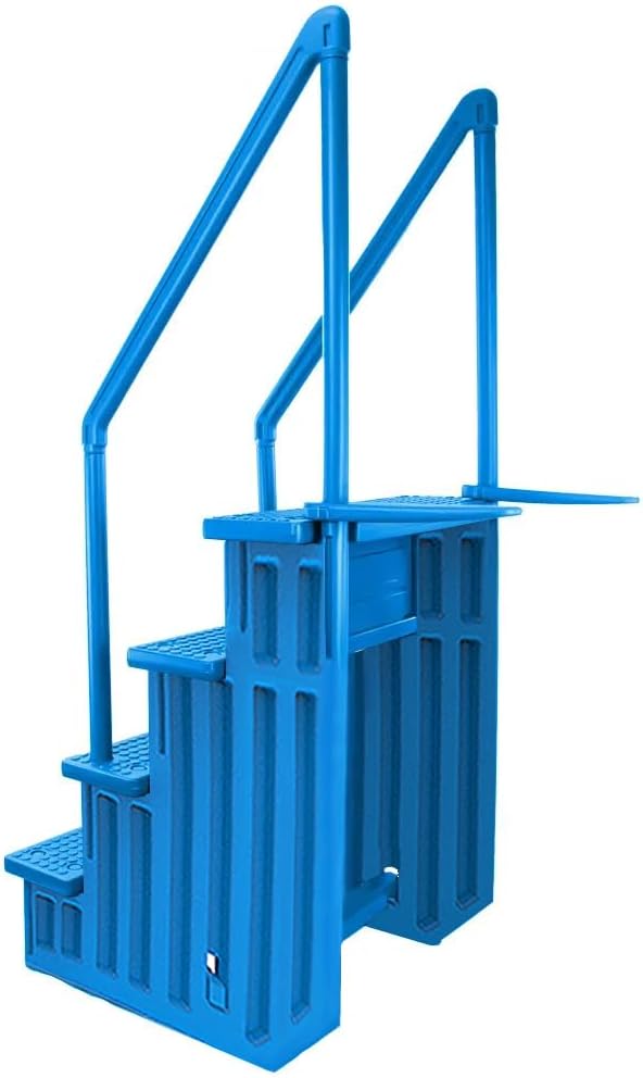 Select Anti-Slip in-Pool Steps | Gray | for Above Ground Swimming Pools | Can Mount to Decks 48 to 54 H | Safety Stairs Capacity Up to 300 lbs