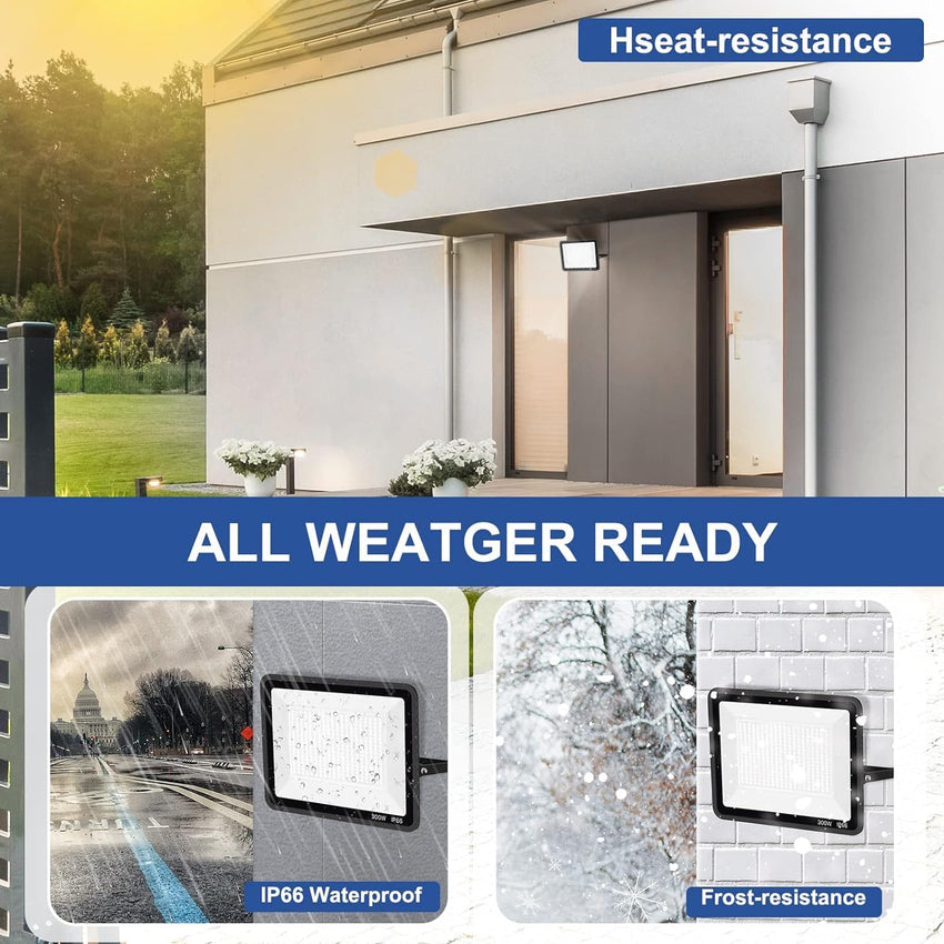 3 Pack 200W LED Flood Light.Super Bright Exterior Security Lights With Plug.IP66 Waterproof Outdoor Flood Light. 22800lm 5000K Daylight White Floodlight for Yard. Garden.Basketball Court. Arena