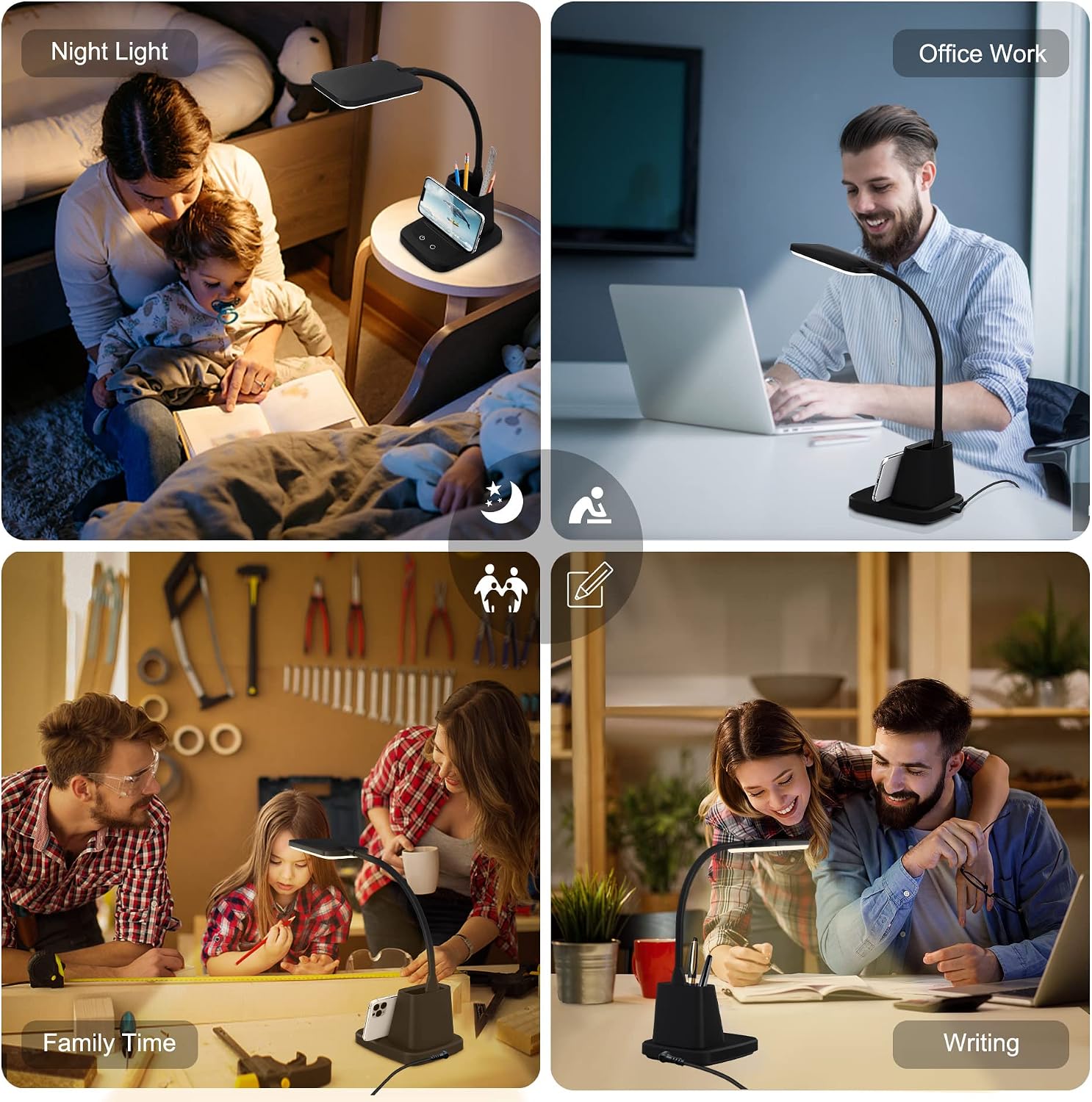 Wireless Charger Small Desk Lamp with Pen Holder