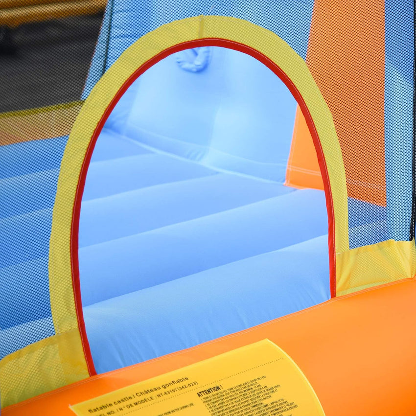 Kids Inflatable Water Slide 5-in-1 Bounce House Water Park Jumping Castle with Water Pool. Slide. Climbing Walls. & 2 Water Cannons. 450W Air Blower