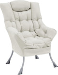 Living and More High Back Sofa Chair. Modern Fabric Lazy Chair. Accent Contemporary Lounge Chair. Cool Grey