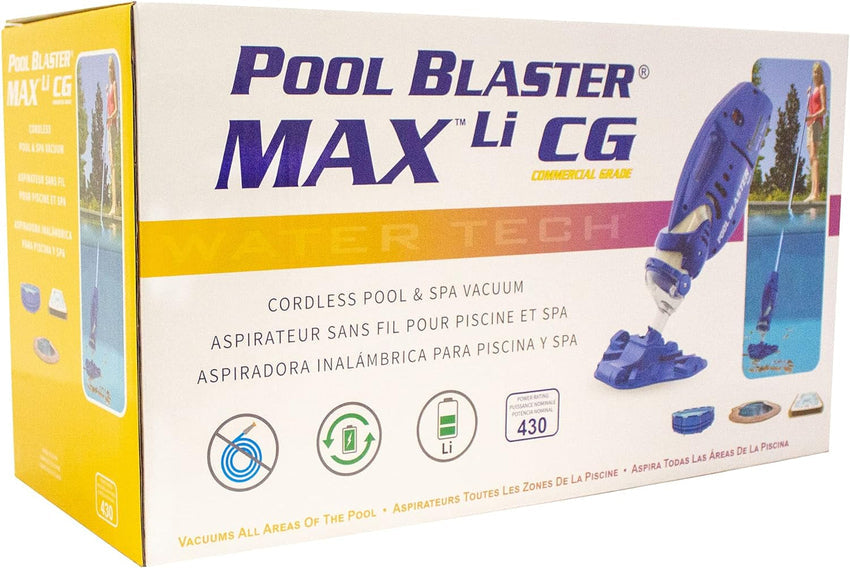 POOL BLASTER Max CG Commercial Grade Cordless Rechargeable Pool Vacuum Cleaner. High Capacity. Increased Power. 60 Min Run Time. Handheld. Hoseless. for In-Ground and Above Ground Pools