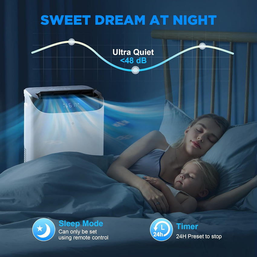 Portable Air Conditioners with Remote Control. 3-in-1 Free Standing Cooling AC Unit with Fan & Dehumidifier. Cools Room up to 700 sq.ft. Smart/Sleep Mode.3 Speed.Auto Swing.24H Timer