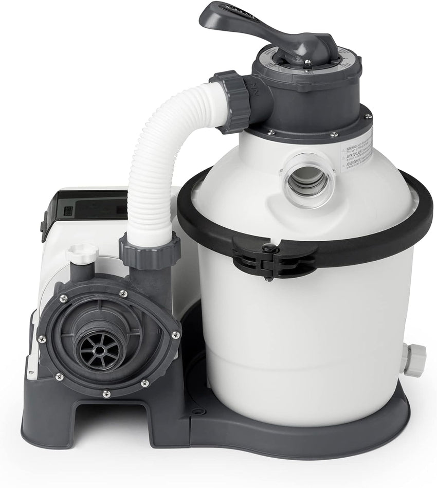 Intex 26651EG Krystal Clear 16 Inch 3.000 GPH Above Ground Pool Sand Filter Pump with Automatic Timer. GFCI. and 6 Function Control. Gray