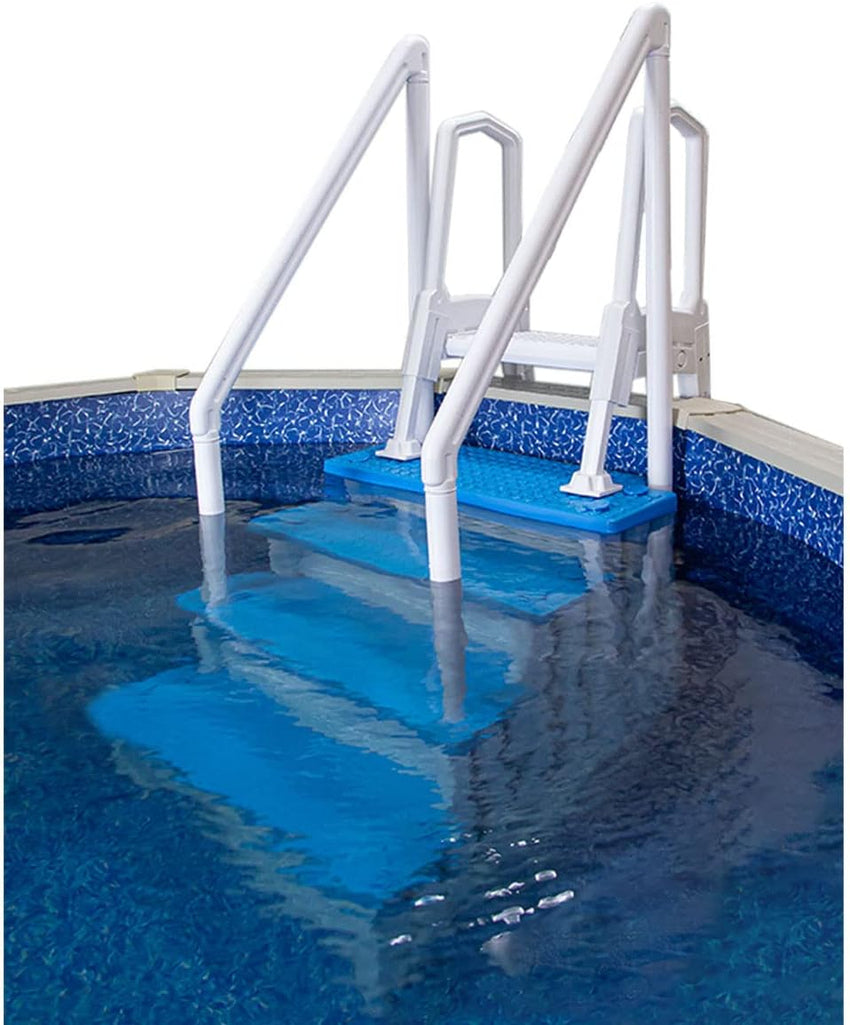Select Anti-Slip in-Pool Steps | Gray | for Above Ground Swimming Pools | Can Mount to Decks 48 to 54 H | Safety Stairs Capacity Up to 300 lbs