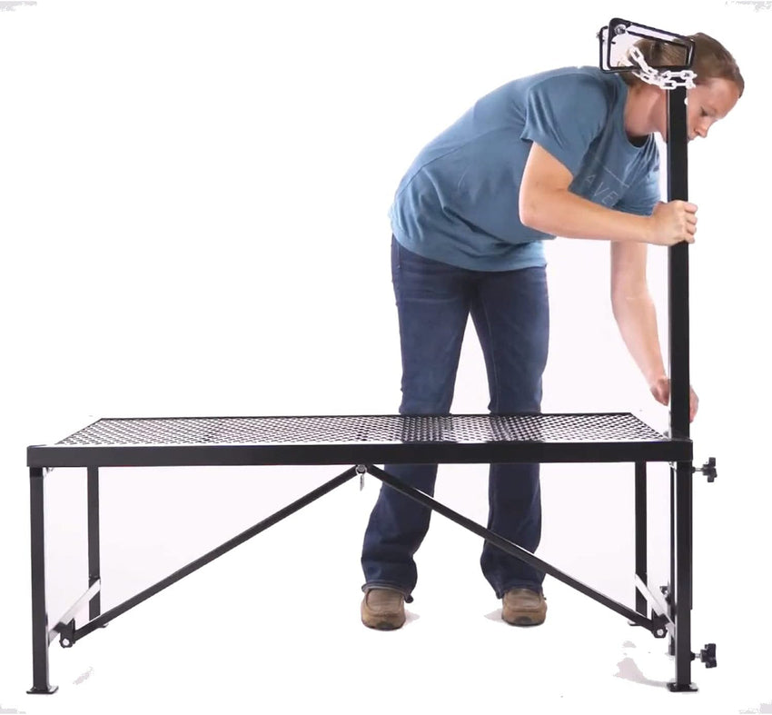 Weaver Leather Livestock Steel Trim Stand - Adjustable and Durable Trimming Stand for Sheep. Goats. and Other Livestock - Wire Headpiece Holds Animals in Place During Grooming. Black. 1 Ct (Pack of 1)